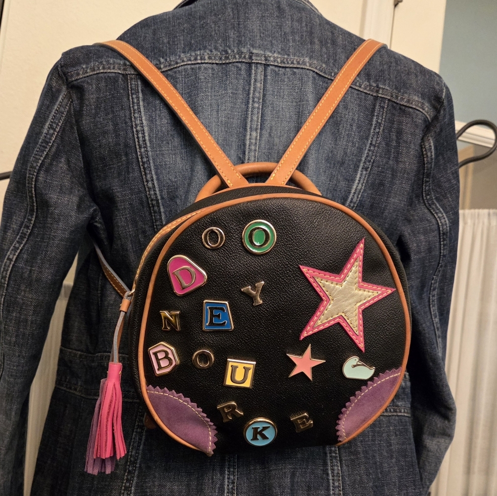Dooney & Bourke Black Backpack with Colorful Accents